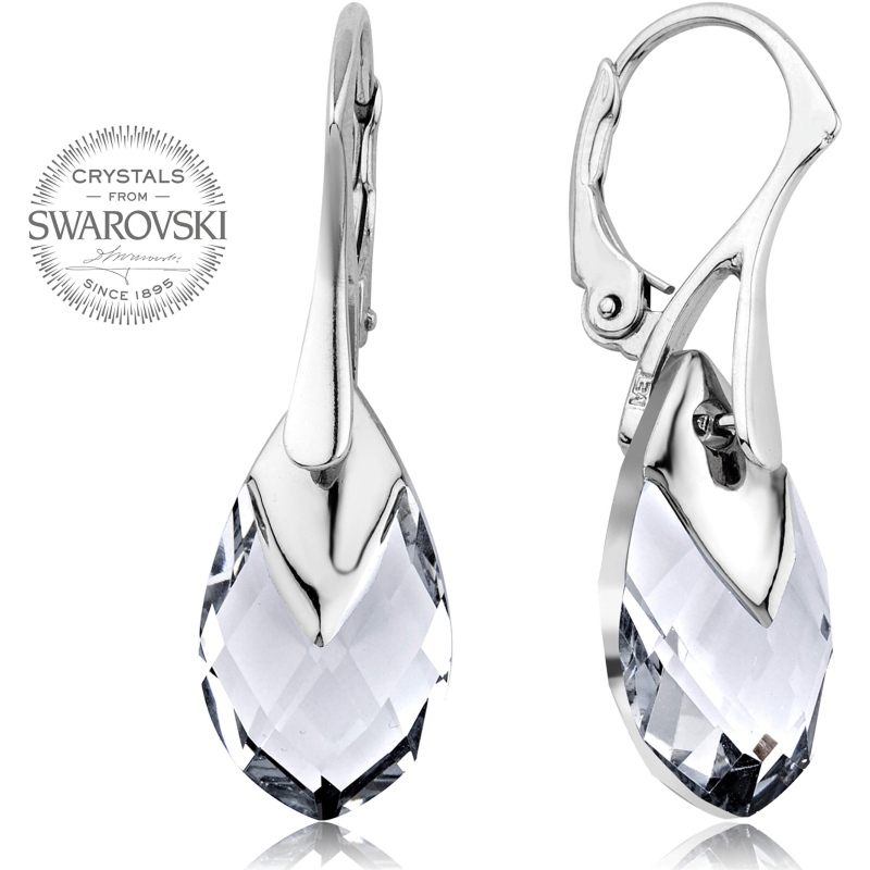 Třpytivé náušnice s čirými krystaly Pear Metcap Levien