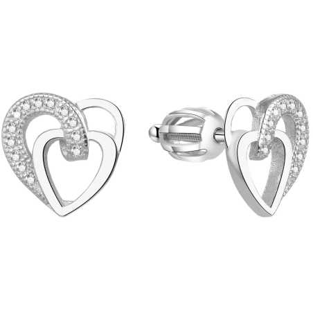 Stříbrné srdíčkové náušnice AGUP1527S Beneto