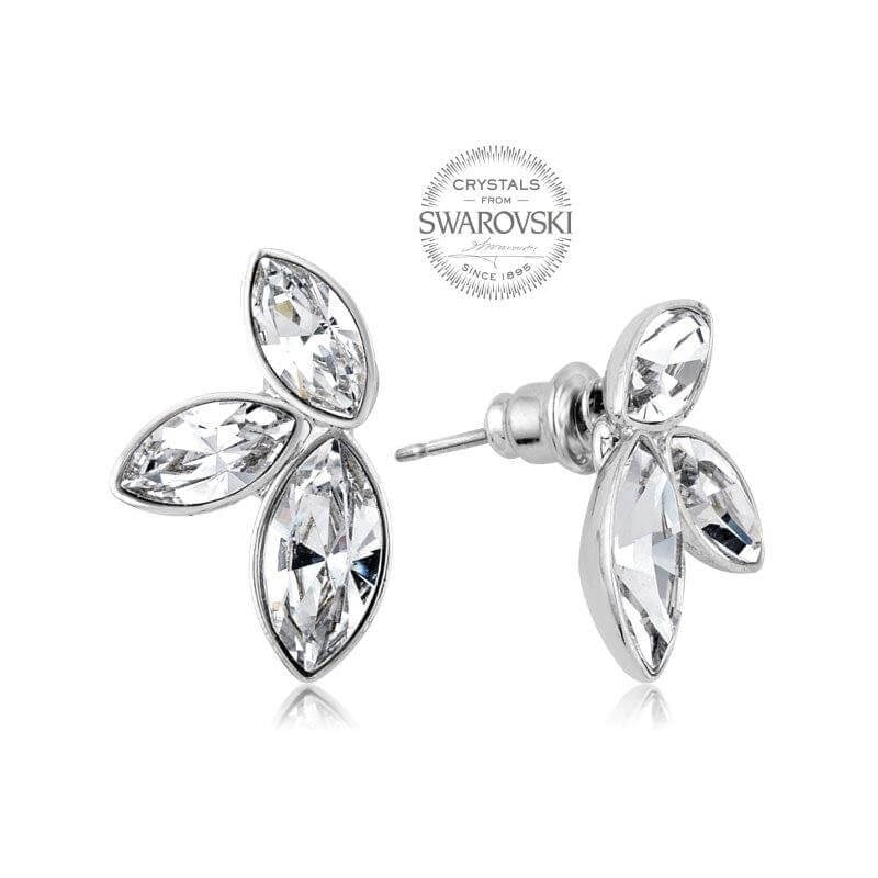 Náušnice se třemi čirými krystaly Navette Levien