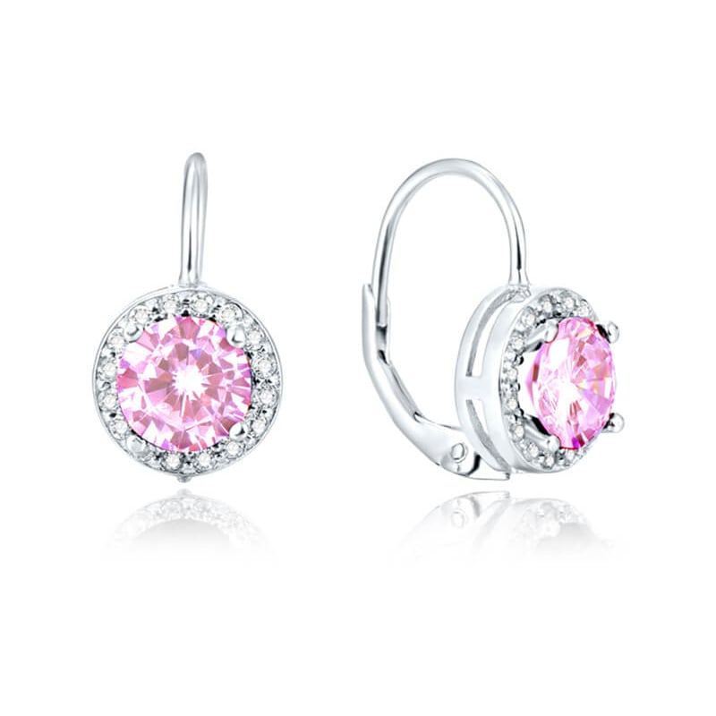 Stříbrné náušnice s růžovými krystaly AGUC1159 Beneto