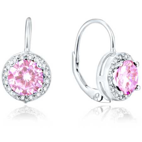 Stříbrné náušnice s růžovými krystaly AGUC1159 Beneto