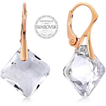 Růžově pozlacené náušnice s čirými krystaly Princess Levien