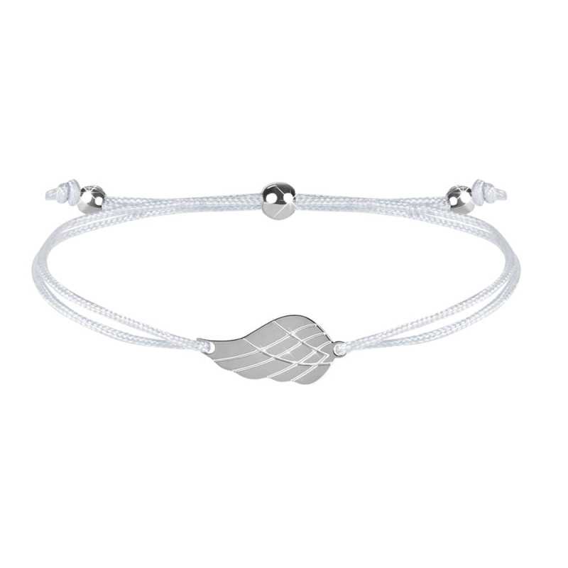Šňůrkový náramek s andělským křídlem bílá/ocelová Troli Šňůrkový náramek s andělským křídlem bílá/ocelová Troli