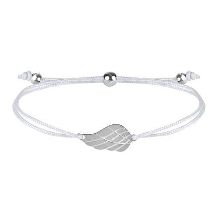 Šňůrkový náramek s andělským křídlem bílá/ocelová Troli