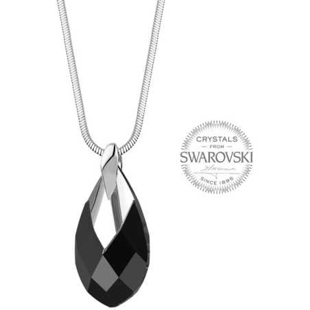 Dámský náhrdelník s černým krystalem Pear Metcap Levien