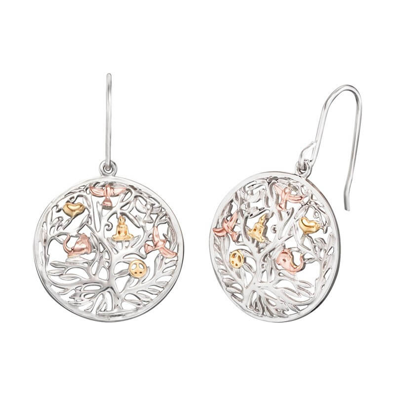 Stříbrné tricolor náušnice Strom života ERE-TREE-TRICO Engelsrufer