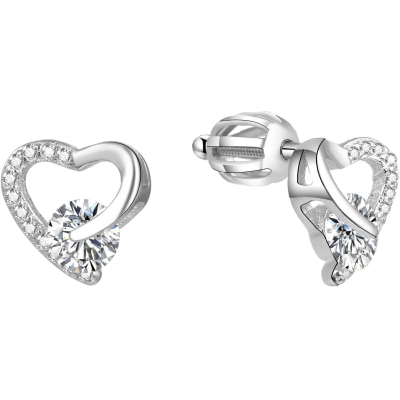 Stříbrné srdíčkové náušnice AGUP1538S Beneto