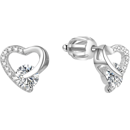 Stříbrné srdíčkové náušnice AGUP1538S Beneto