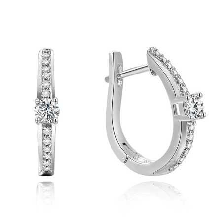 Kruhové stříbrné náušnice AGUC185 Beneto