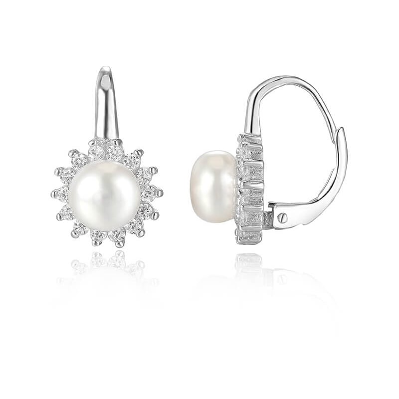 Stříbrné náušnice s pravými perlami AGUC1168 Beneto Stříbrné náušnice s pravými perlami AGUC1168 Beneto