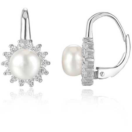 Stříbrné náušnice s pravými perlami AGUC1168 Beneto
