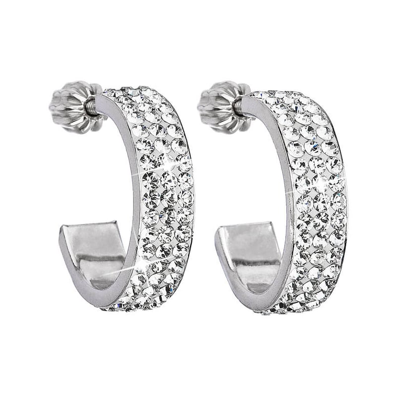 Stříbrné náušnice půlkruhy 31119.1 krystal Evolution Group