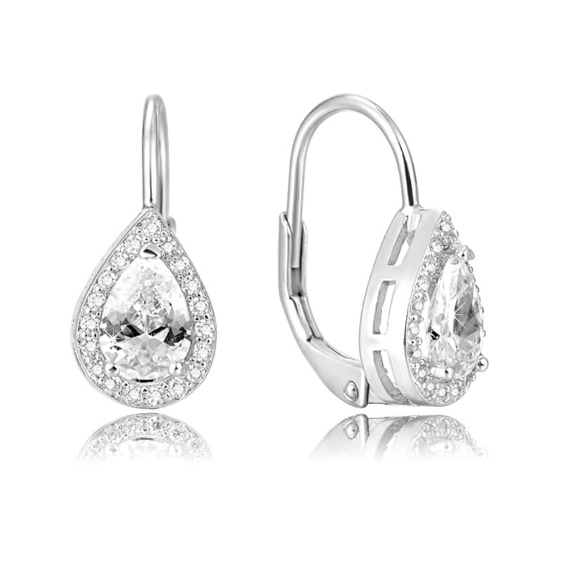 Stříbrné náušnice s čirým krystalem AGUC1160 Beneto