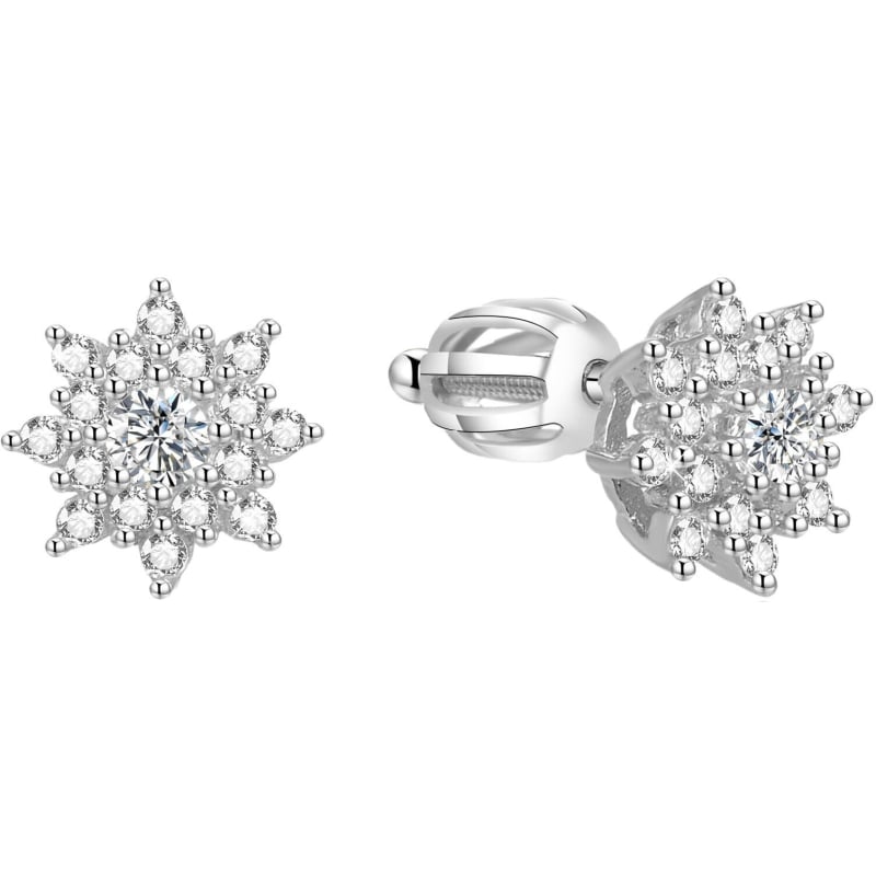 Stříbrné třpytivé náušnice kytičky AGUP1442S Beneto Stříbrné třpytivé náušnice kytičky AGUP1442S Beneto