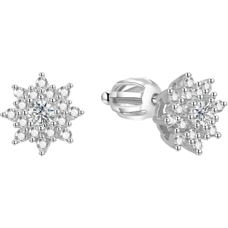 Stříbrné třpytivé náušnice kytičky AGUP1442S Beneto