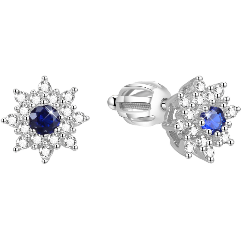 Stříbrné třpytivé náušnice kytičky AGUP1443S Beneto Stříbrné třpytivé náušnice kytičky AGUP1443S Beneto