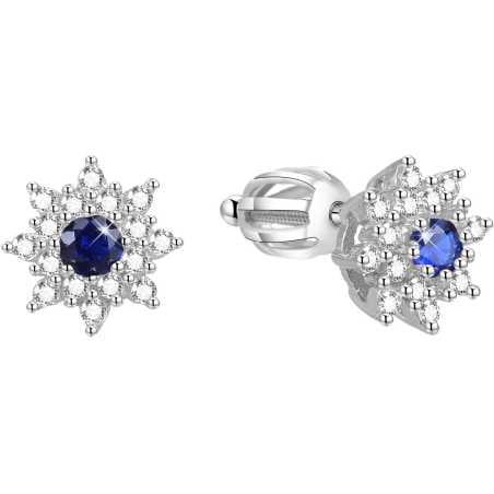 Stříbrné třpytivé náušnice kytičky AGUP1443S Beneto