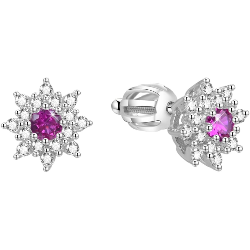 Stříbrné třpytivé náušnice kytičky AGUP1444S Beneto Stříbrné třpytivé náušnice kytičky AGUP1444S Beneto