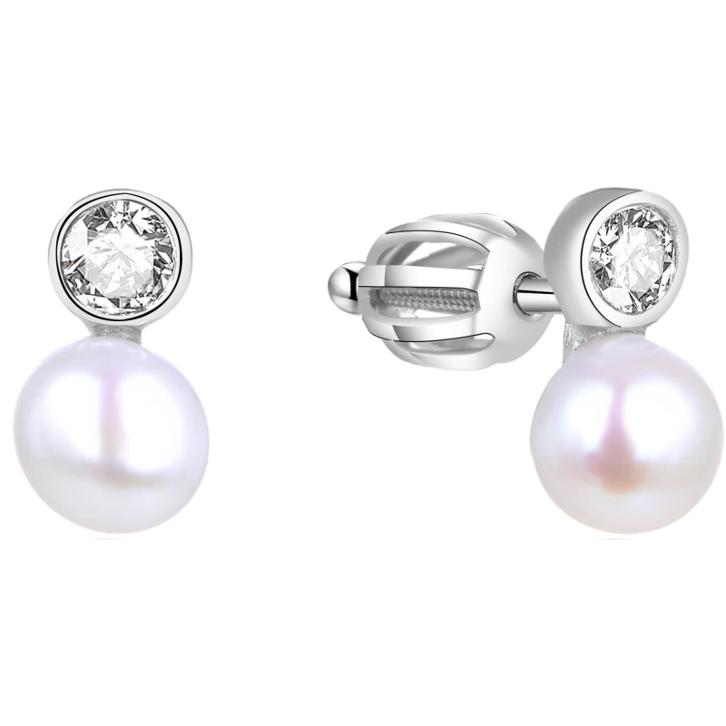 Stříbrné náušnice s pravou perlou AGUP1658PS Beneto Stříbrné náušnice s pravou perlou AGUP1658PS Beneto