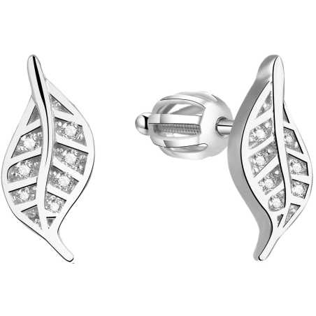 Stříbrné náušnice lístečky se zirkony AGUP1634S Beneto