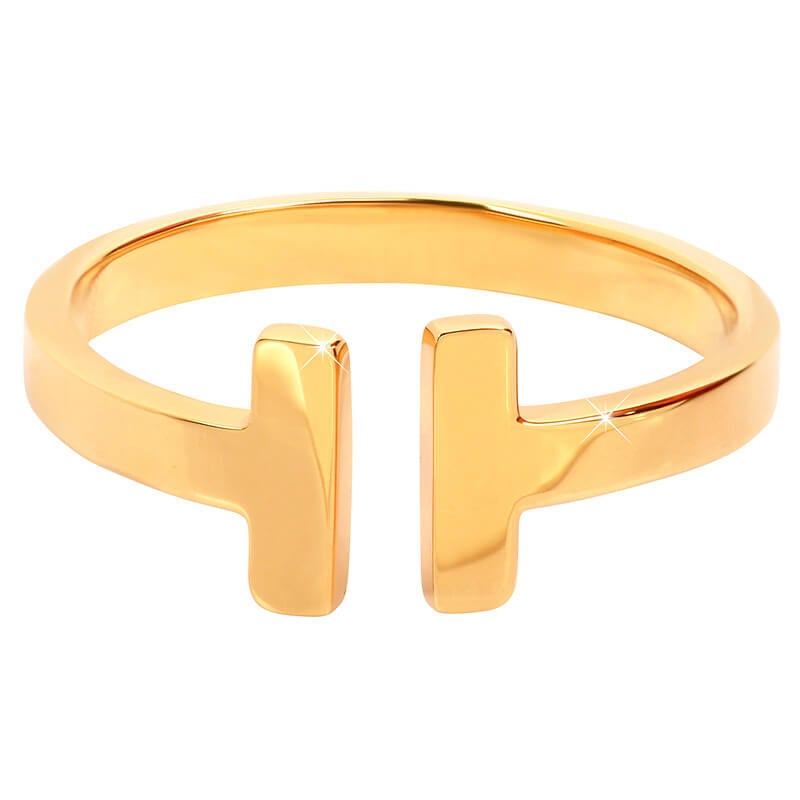 Otevřený pozlacený prsten z oceli Troli / Obvod: 54 mm - 54 mm