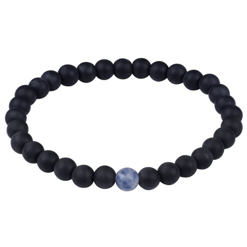 Korálkový náramek z onyxu a modrého jaspisu Troli / Délka: 18 cm Korálkový náramek z onyxu a modrého jaspisu Troli / Délka: 18 cm