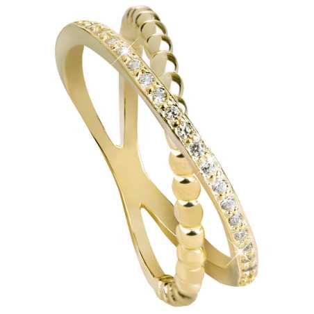 Pozlacený dvojitý prsten ze stříbra AGG196 Beneto / Obvod: 58 mm - 58 mm