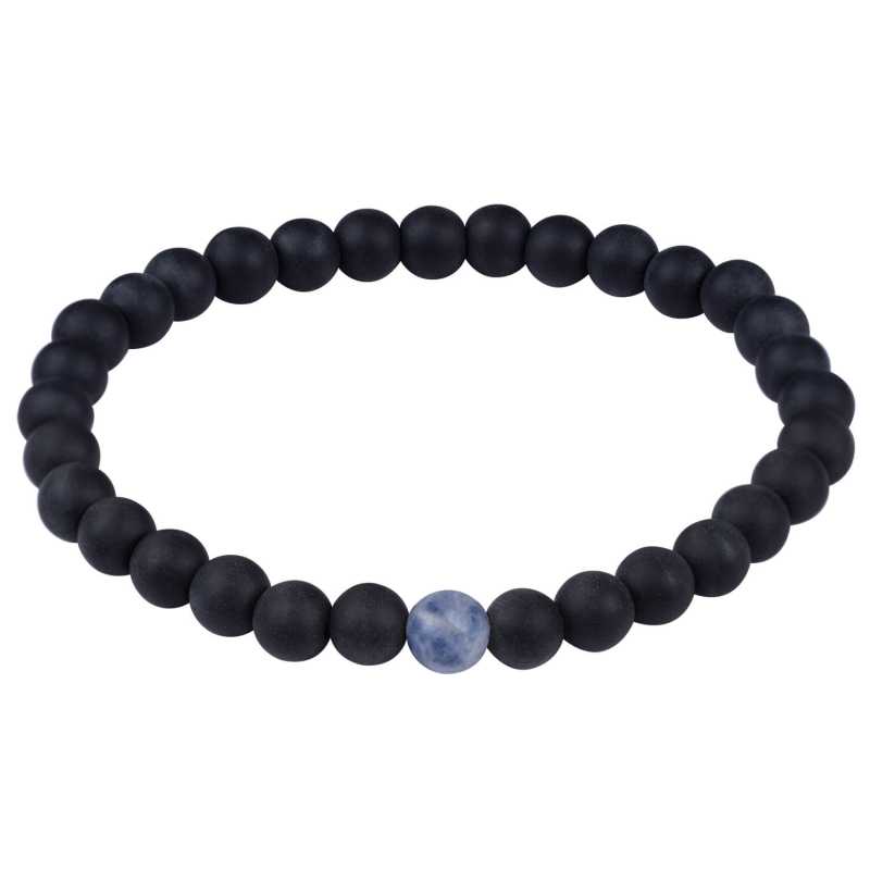 Korálkový náramek z onyxu a modrého jaspisu Troli / Délka: 20 cm