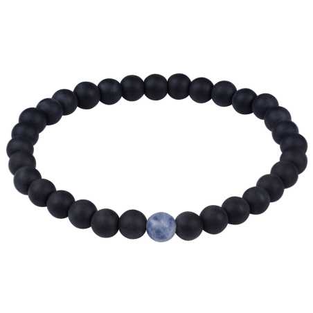 Korálkový náramek z onyxu a modrého jaspisu Troli / Délka: 20 cm