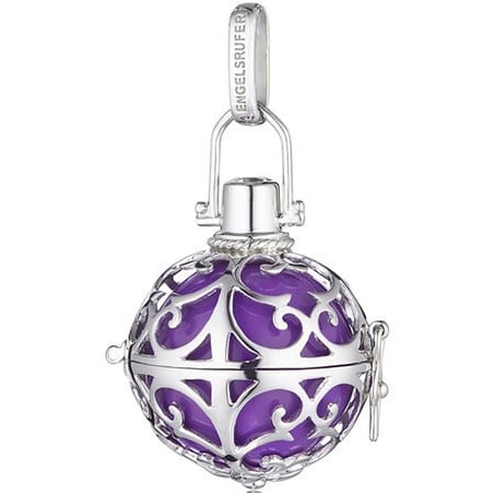 Stříbrný přívěsek Andělský zvonek s fialovou rolničkou ER-08 Engelsrufer / Průměr: 1,6 cm