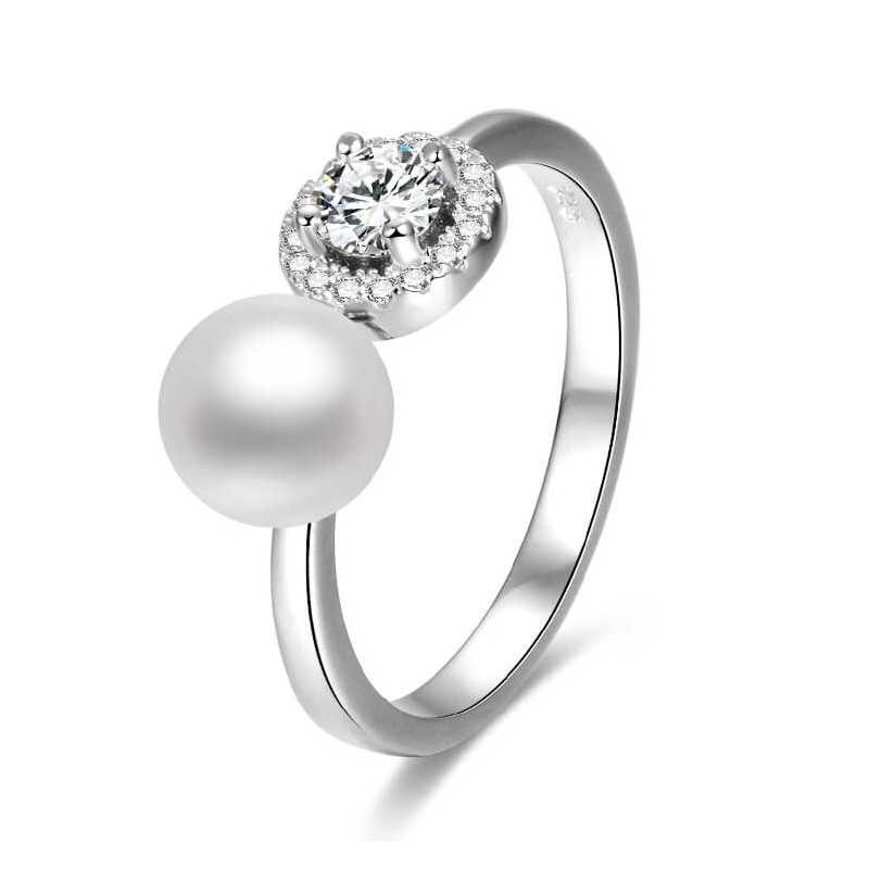 Otevřený stříbrný prsten se zirkony a perlou AGG339 Beneto / Rozměr: M (56 - 59 mm) Otevřený stříbrný prsten se zirkony a perlou AGG339 Beneto / Rozměr: M (56 - 59 mm)