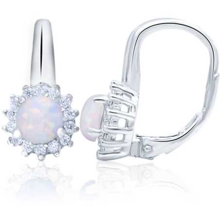 Stříbrné náušnice se syntetickými opály a čirými krystaly AGUC1205 Beneto
