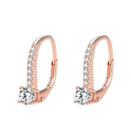 Růžově pozlacené stříbrné náušnice s krystaly AGUC1955-ROSE Beneto