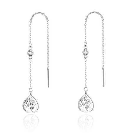 Dlouhé stříbrné náušnice se zirkony AGUV1967 Beneto