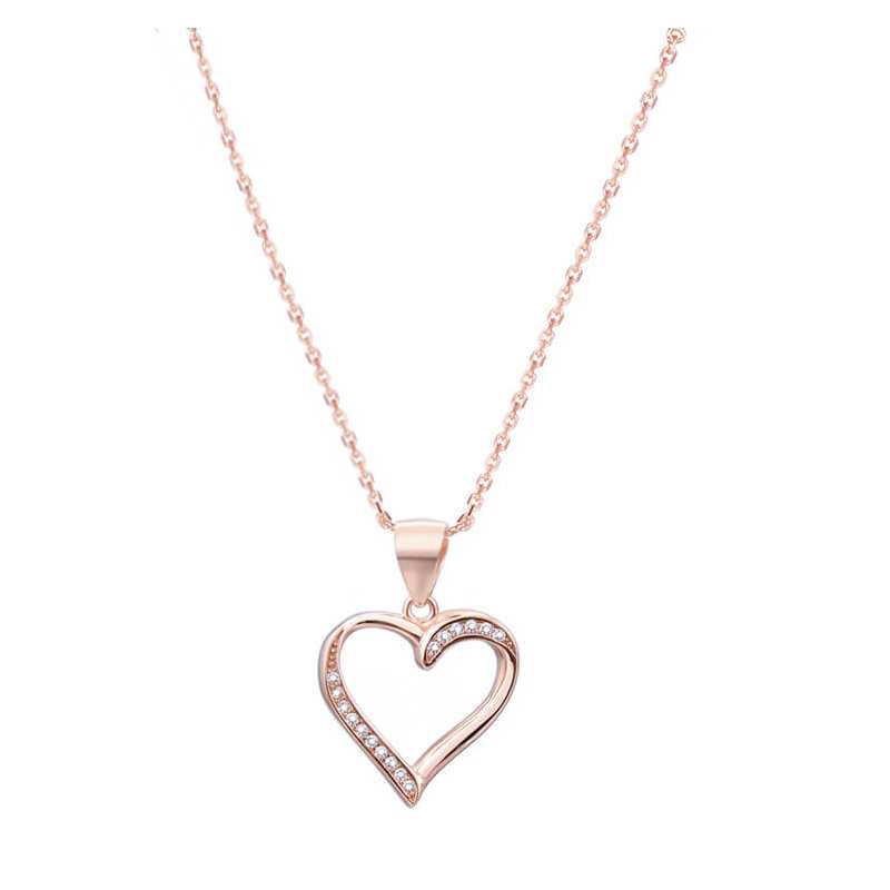 Růžově pozlacený stříbrný náhrdelník se srdcem AGS289/47-ROSE (řetízek, přívěsek) Beneto Růžově pozlacený stříbrný náhrdelník se srdcem AGS289/47-ROSE (řetízek, přívěsek) Beneto