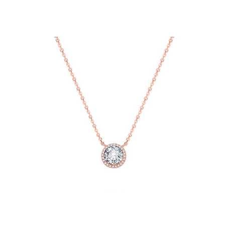 Růžově pozlacený stříbrný náhrdelník s krystaly AGS1135/47-ROSE Beneto