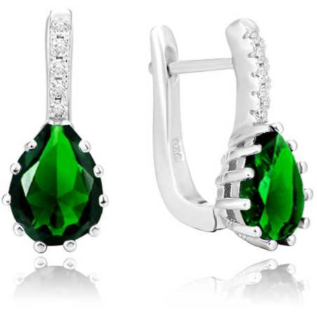Stříbrné náušnice se zeleným krystalem AGU1198 Beneto