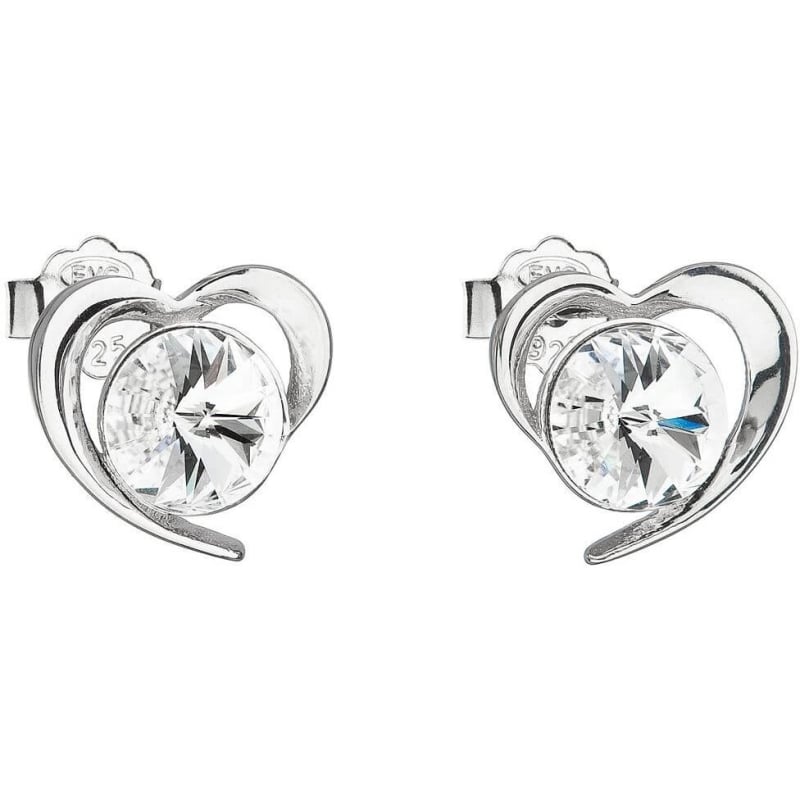 Stříbrné náušnice s krystaly Swarovski bílé srdce 31259.1 Evolution Group Stříbrné náušnice s krystaly Swarovski bílé srdce 31259.1 Evolution Group
