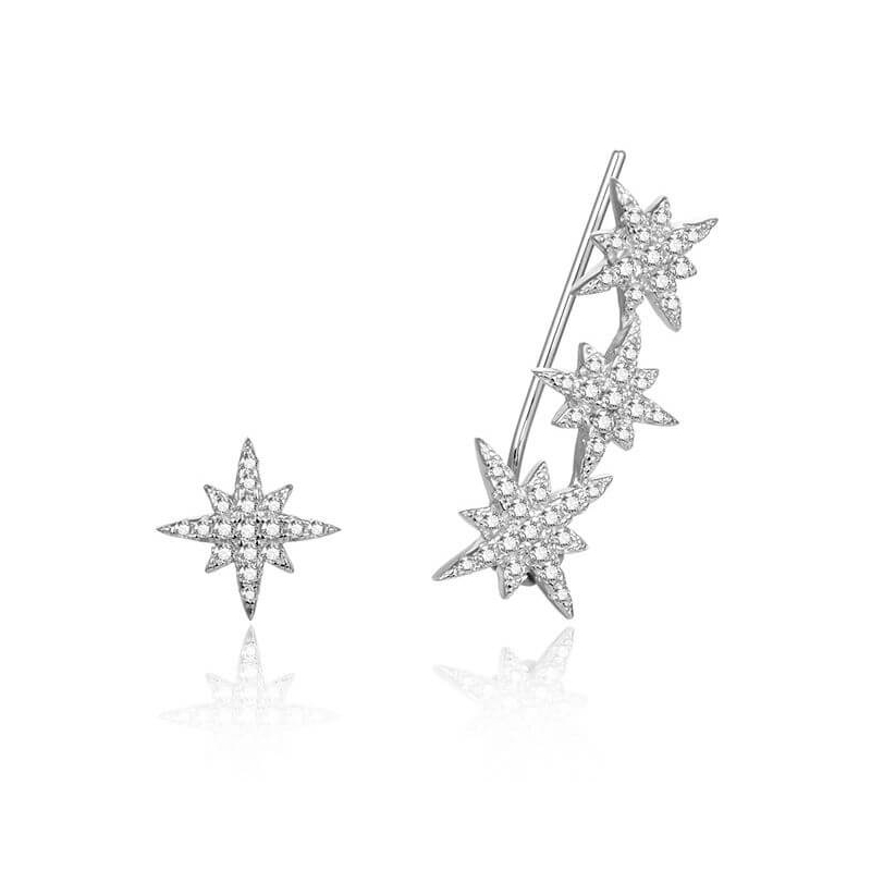 Asymetrické stříbrné náušnice se zirkony Hvězdy AGUPV1984 Beneto Asymetrické stříbrné náušnice se zirkony Hvězdy AGUPV1984 Beneto