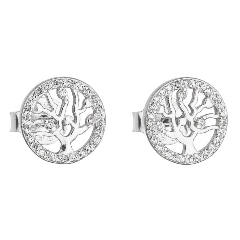Stříbrné náušnice Strom života se zirkony 11218.1 Evolution Group