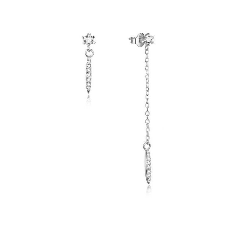 Asymetrické stříbrné náušnice se zirkony AGUP1974 Beneto