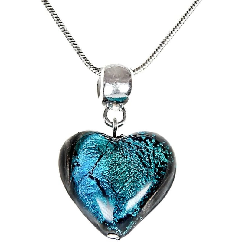 Výjimečný náhrdelník Turquoise Heart s perlou Lampglas s ryzím stříbrem NLH5 Lampglas Výjimečný náhrdelník Turquoise Heart s perlou Lampglas s ryzím stříbrem NLH5 Lampglas
