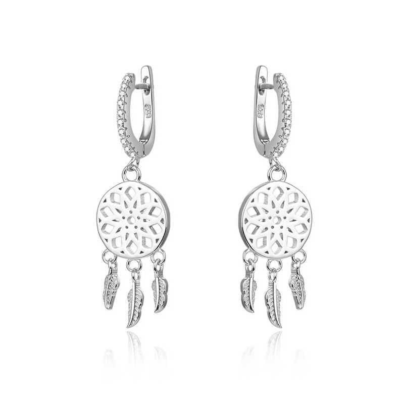 Stříbrné náušnice se zirkony lapače snů AGUC1976 Beneto