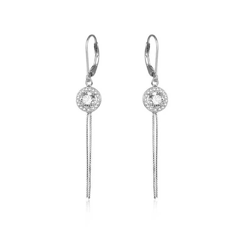 Dlouhé stříbrné náušnice se zirkony AGUC1977 Beneto