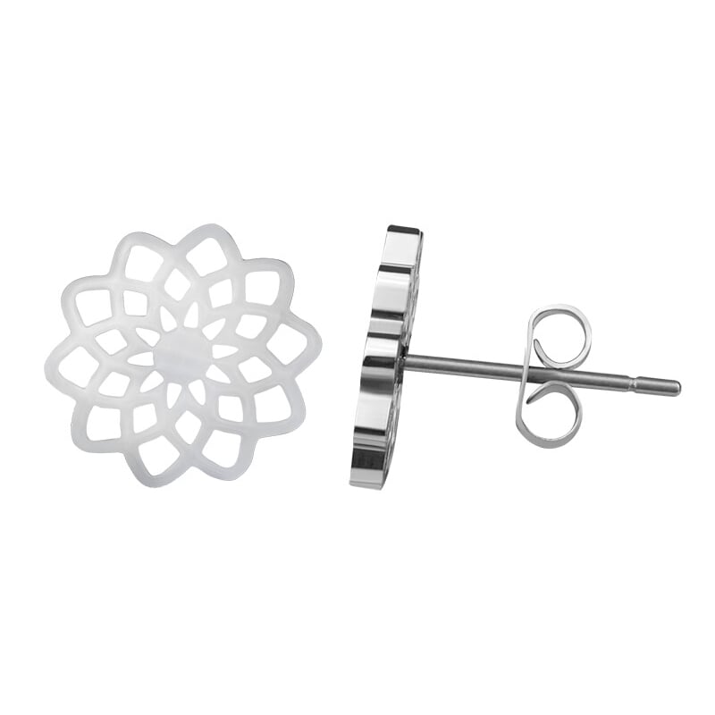 Ocelové náušnice Lotosový květ Troli