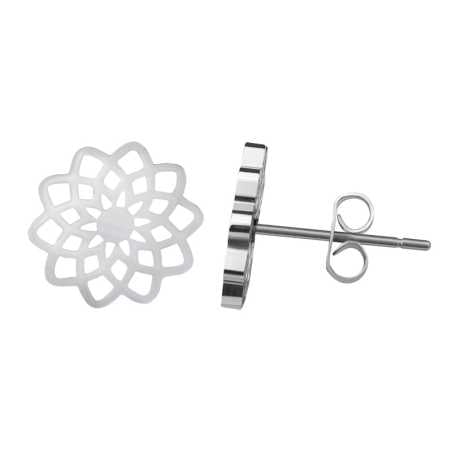 Ocelové náušnice Lotosový květ Troli