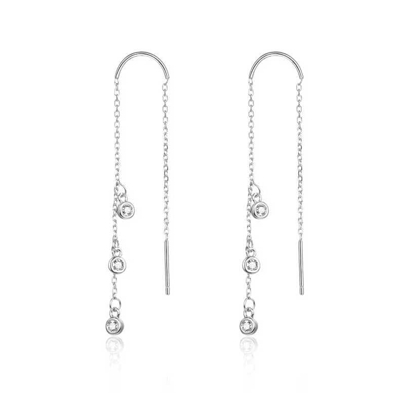 Dlouhé stříbrné náušnice se zirkony AGUV1979 Beneto