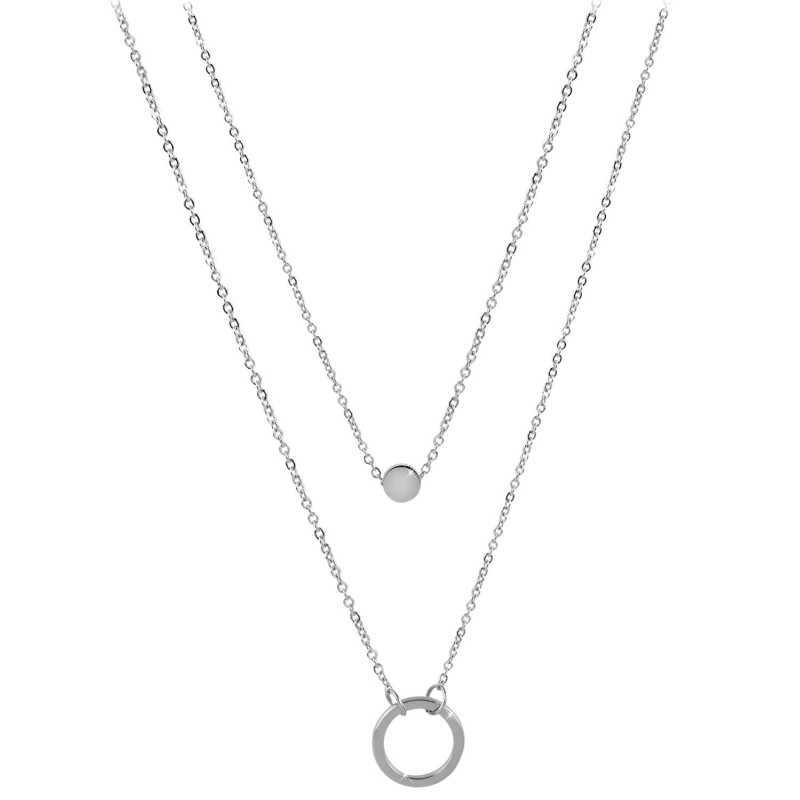 Dvojitý náhrdelník s kroužkovými přívěsky z oceli Troli Dvojitý náhrdelník s kroužkovými přívěsky z oceli Troli