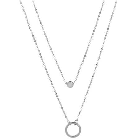 Dvojitý náhrdelník s kroužkovými přívěsky z oceli Troli