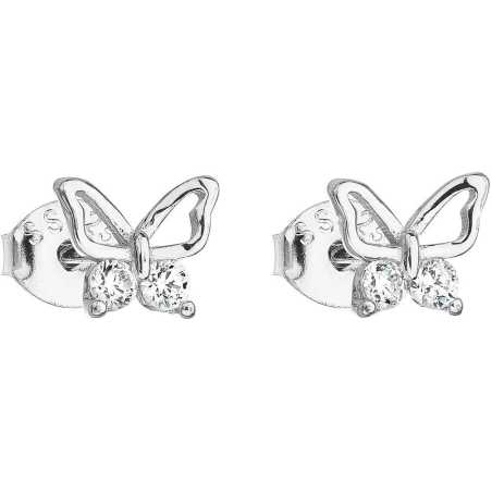 Stříbrné náušnice se zirkonem bílý motýl 11036.1 Evolution Group